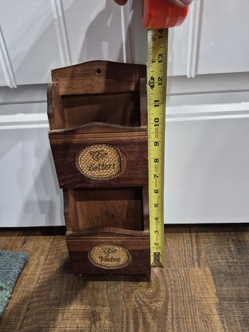 Rustic Double Pocket Wall Organizer - Dark Wood